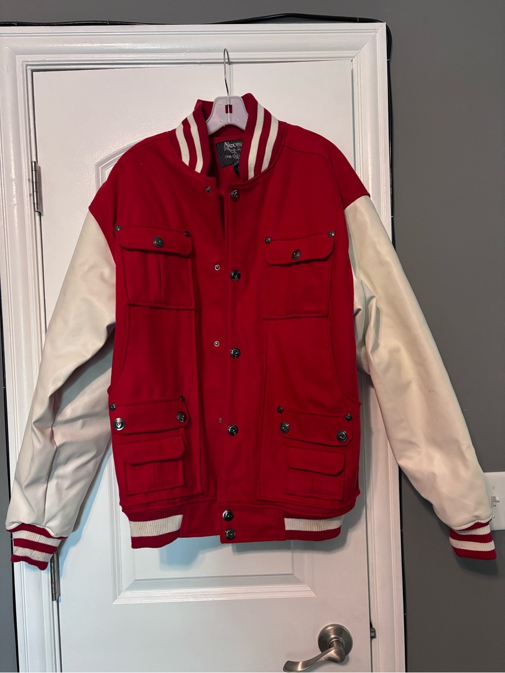Red and White Varsity Letterman Jacket Size XL